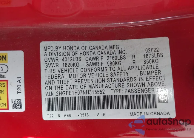 2HGFE1F97NH315552: 43595473