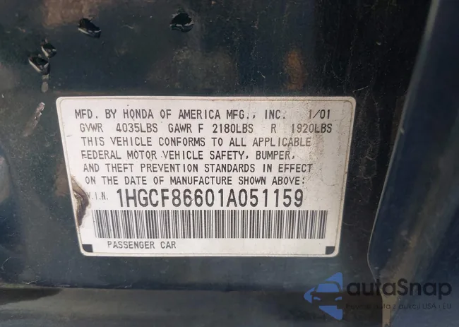 1HGCF86601A051159: 43595501