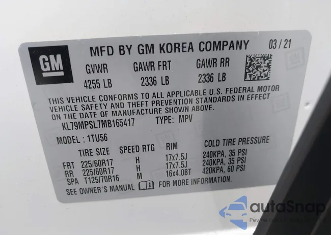 KL79MPSL7MB165417: 43595533