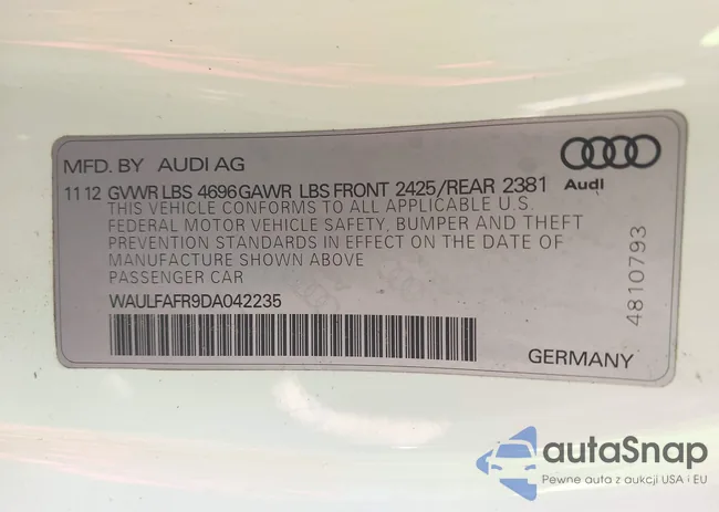 WAULFAFR9DA042235: 43595588