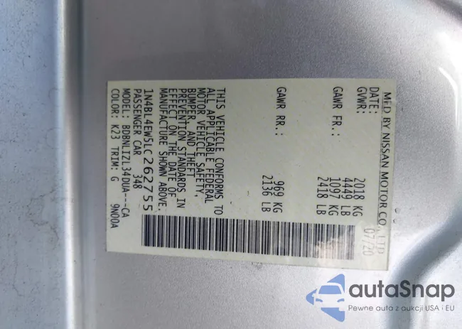 1N4BL4EW5LC262755: 43595682