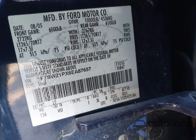 1FTSW21PX6EA87657: 43595731