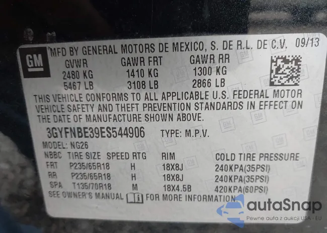 3GYFNBE39ES544906: 43595732