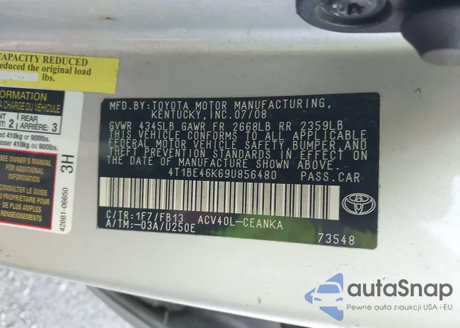 4T1BE46K69U856480: 43595764