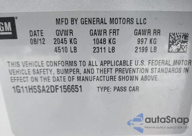 1G11H5SA2DF156651: 43595203