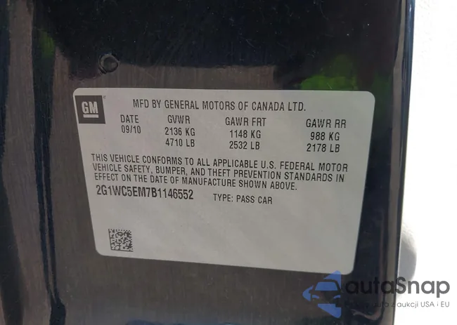 2G1WC5EM7B1146552: 43595225