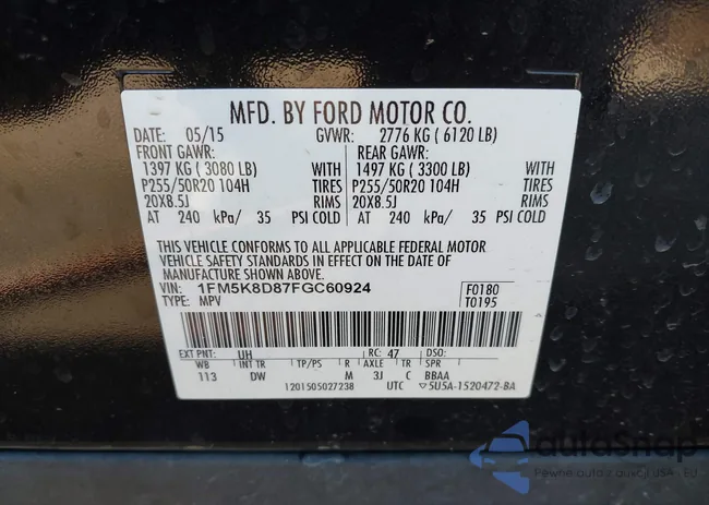 1FM5K8D87FGC60924: 43595230