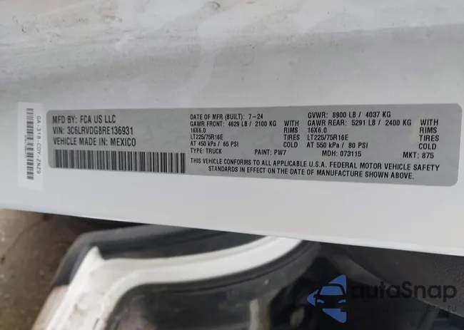 3C6LRVDG8RE136931: 43595261