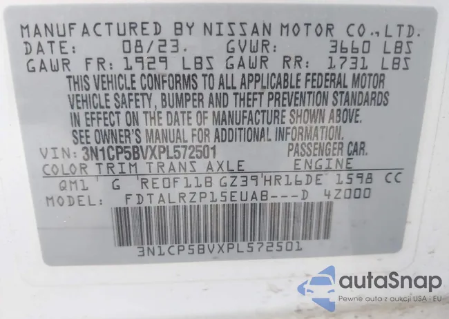 3N1CP5BVXPL572501: 43596341