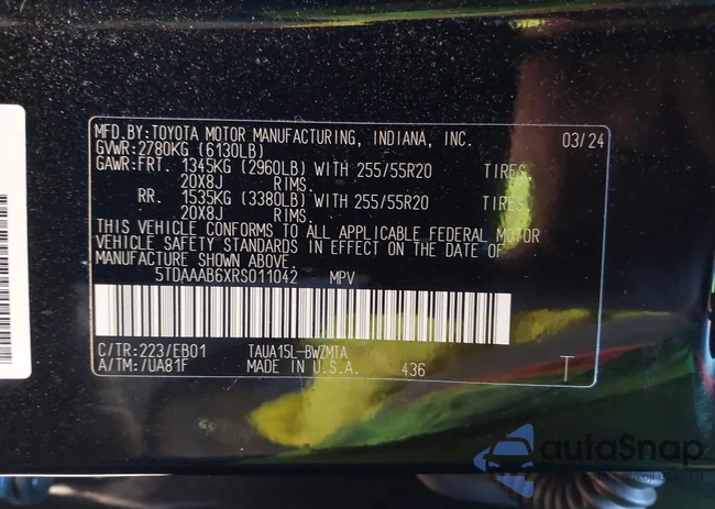 5TDAAAB6XRS011042: 43596396