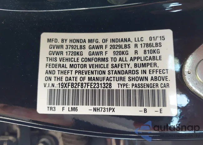 19XFB2F87FE231328: 43596403