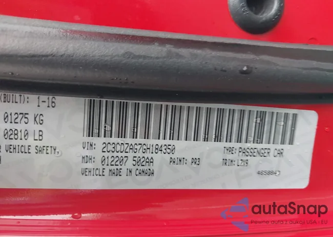 2C3CDZAG7GH184350: 43596463