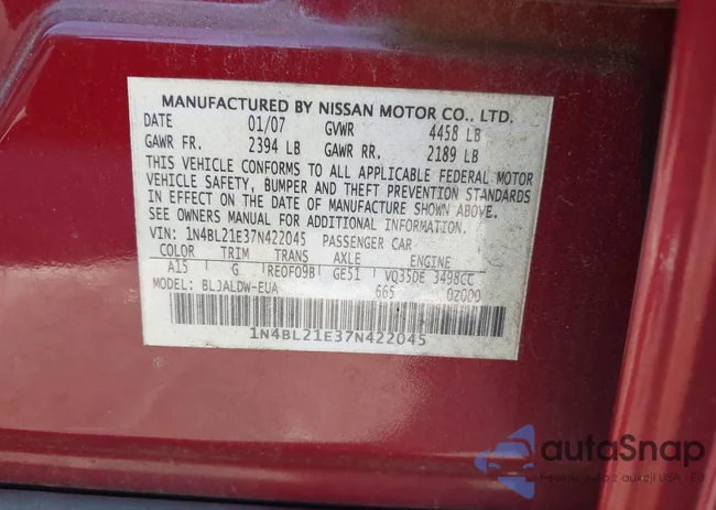 1N4BL21E37N422045: 43596478