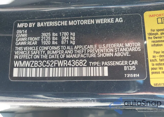 WMWZB3C52FWR43682: 43596568