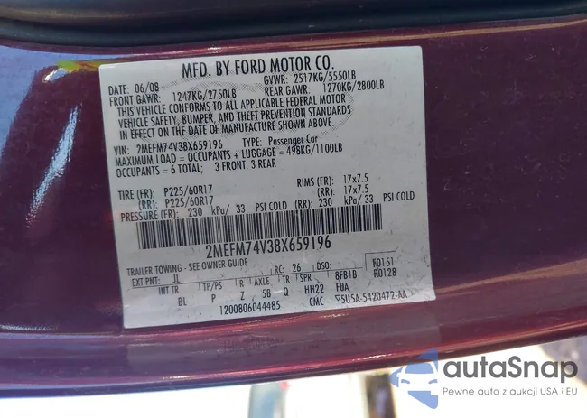 2MEFM74V38X659196: 43596594