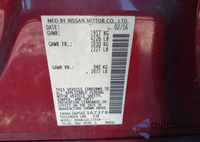 1N4AL3AP5GC167378: 43596624