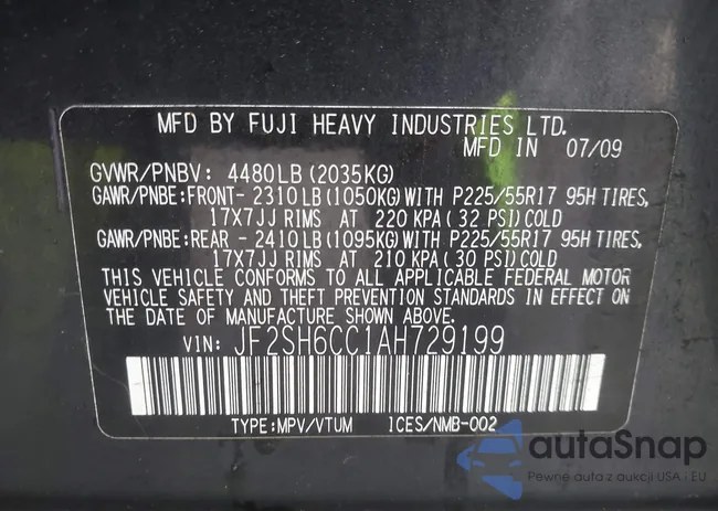 JF2SH6CC1AH729199: 43596648