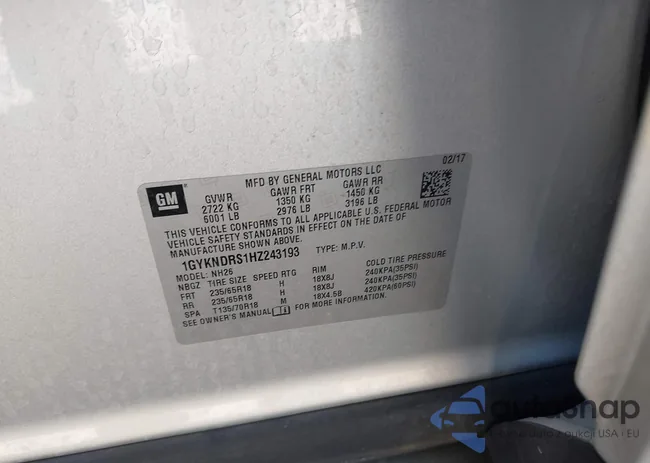 1GYKNDRS1HZ243193: 43596653