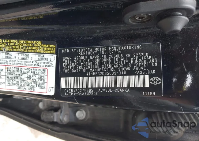 4T1BE32K65U391340: 43596688