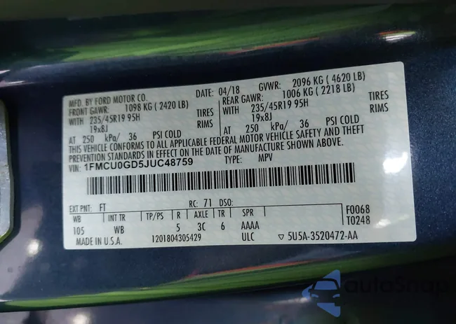 1FMCU0GD5JUC48759: 43596724