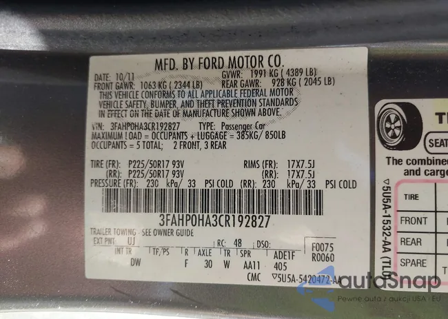 3FAHP0HA3CR192827: 43596742