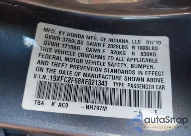 19XFC2F68KE021343: 43596794