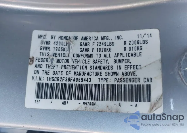 1HGCR2F38FA069443: 43596832