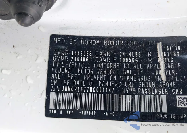 JHMCR6F77HC001147: 43596898