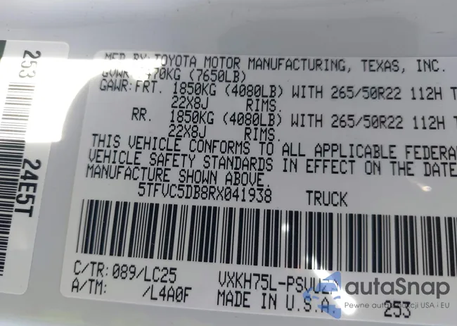 5TFVC5DB8RX041938: 43596076