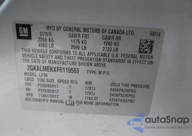 2GKALMEKXF6119563: 43596123