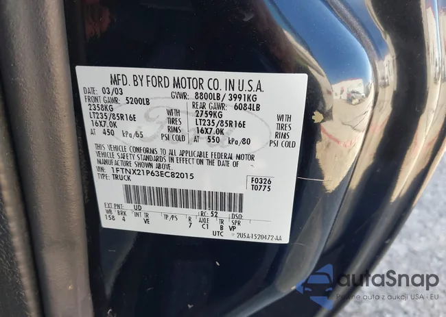 1FTNX21P63EC82015: 43596172