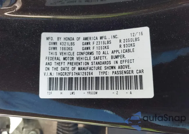 1HGCR2F57HA129264: 43597381