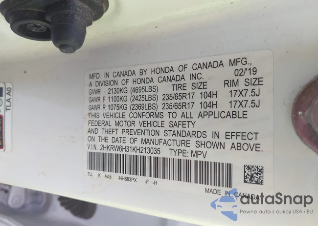 2HKRW6H31KH213035: 43597475