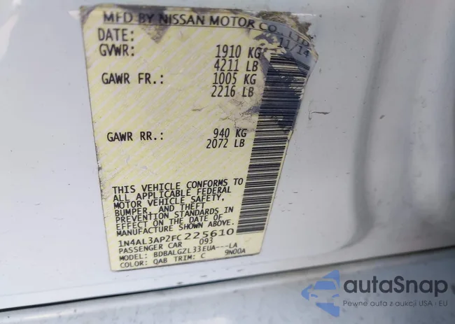 1N4AL3AP2FC225610: 43597647