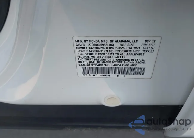 5FNYF3H57DB004024: 43597652