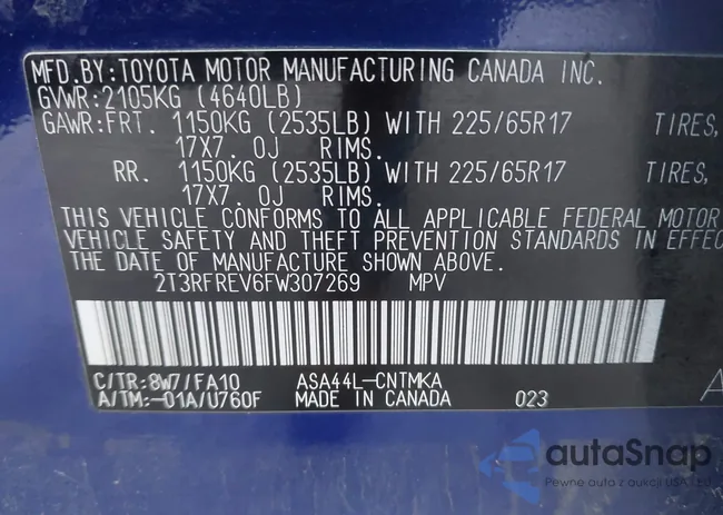 2T3RFREV6FW307269: 43597670