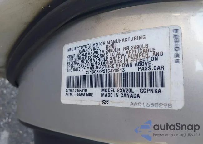 2T1CG22P21C423913: 43597785