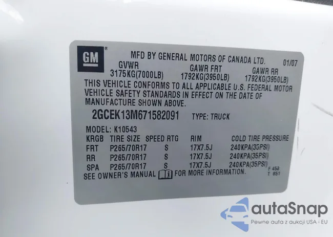 2GCEK13M671582091: 43597798