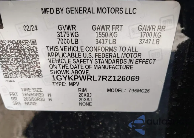 1GYKPWRL7RZ126069: 43597870