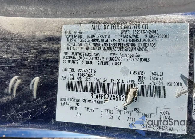 3FAFP07ZX6R207391: 43596940