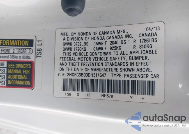 2HGFG3B00DH514647: 43596960