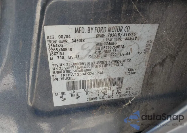 1FTPW12584KD65936: 43597024