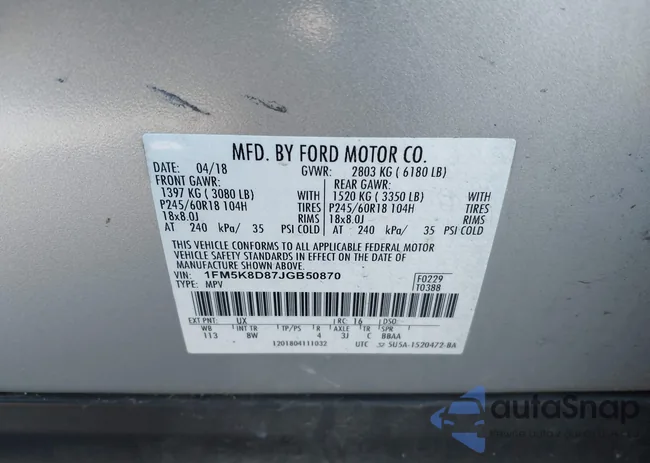 1FM5K8D87JGB50870: 43597180