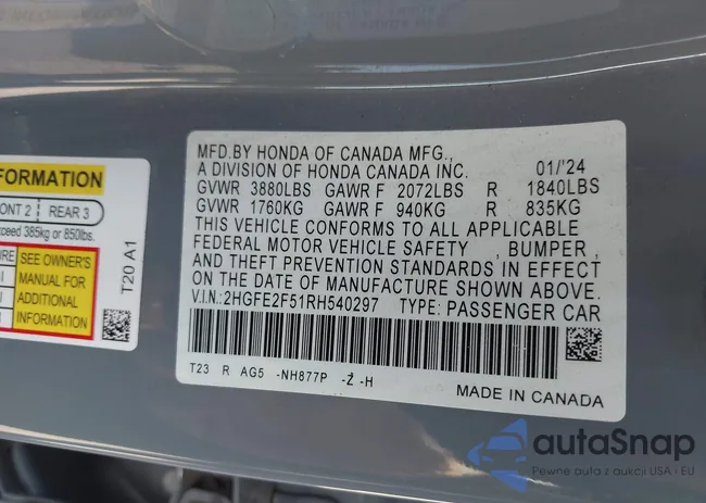 2HGFE2F51RH540297: 43597229