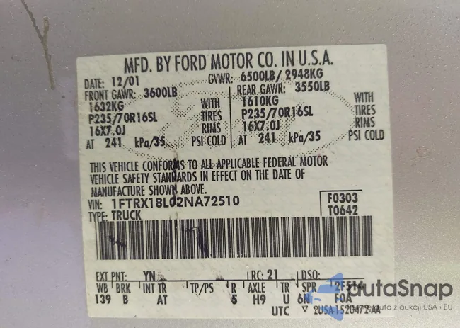 1FTRX18L02NA72510: 43598470