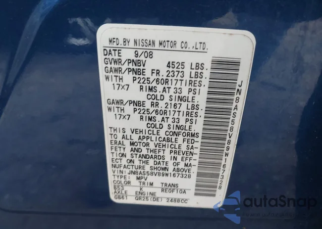 JN8AS58V89W167328: 43598509