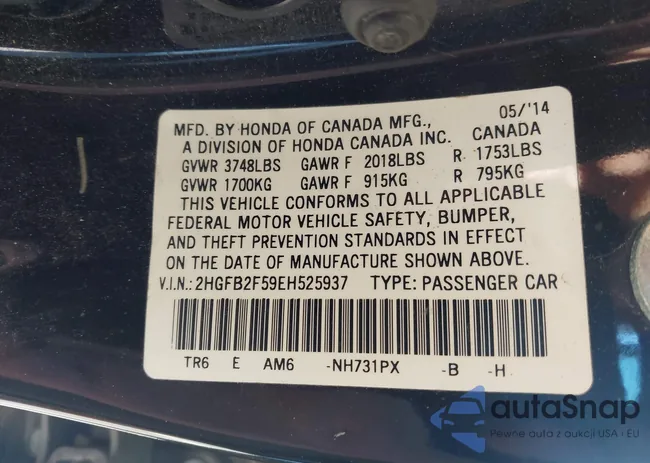 2HGFB2F59EH525937: 43598619