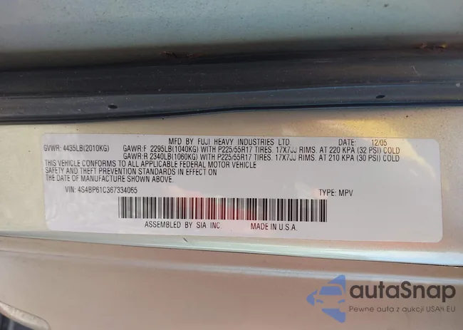 4S4BP61C367334065: 43598643