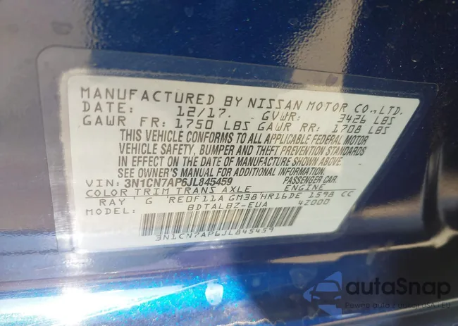 3N1CN7AP6JL845459: 43598890