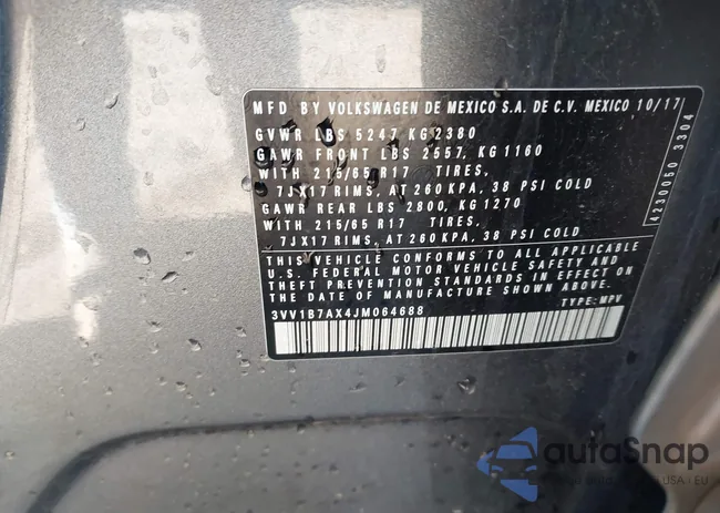 3VV1B7AX4JM064688: 43598893